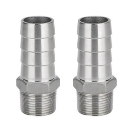 2 Pcs Stainless Steel Barb Hose Fitting, 12 MM Barb to 1/2" BSP Male Hose Barb Fittings, Compression Fitting for Water, Industrial