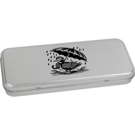 Azeeda 'Duck with Umbrella' Metal Hinged Stationery Tin/Storage Box (TT00234109)