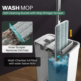 JOYMOOP Mop and Bucket Set with Wringer, Flat Mops for Floor Cleaning, Wall M...
