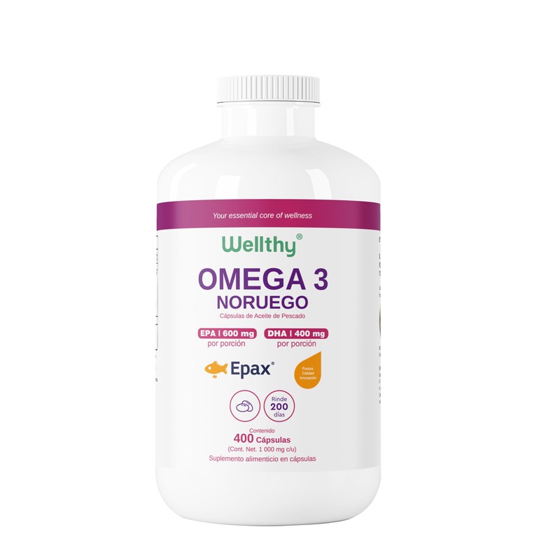 Wellthy Omega 3 Epax® 400 Cápsulas Ácidos Grasos 2000mg. Aceite