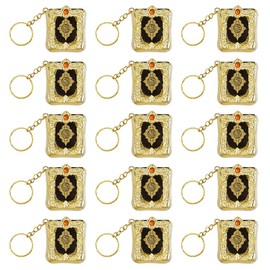 Kellegour 15 Pieces Muslim Hanging Key Chain,Muslim Keychain,Muslim Decoration Keyring,Koran Book Keychain,Pendants Islam Hanging Keyring for Hanging Car Rearview Mirrors Backpacks Wallets(Golden)