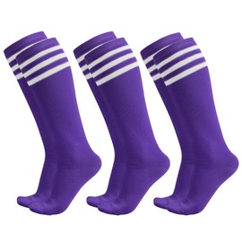 Dxhycc 3 Pairs Kids Soccer Socks Striped Knee High Socks Baseball Softball Socks Youth Athletic Socks for Boys Girls