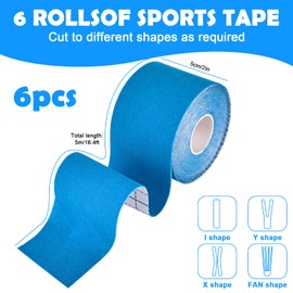 bssmmai 6 Rollen Kinesiotapes, Kinesiologie Tape, 5m x 5cm Tape Sport, Farbiges Kinesiology Tape