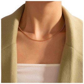 Cimenexe Vintage Gold Cut Cable Chain Necklace Bohemian Choker Minimalist Short Necklace Choker Adjustable Gold Clavicle Necklace Jewelry for Women and Girls