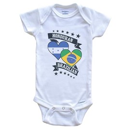 Really Awesome Shirts Honduran Brazilian Heart Flags Honduras Brazil Baby Bodysuit, 12 Months White