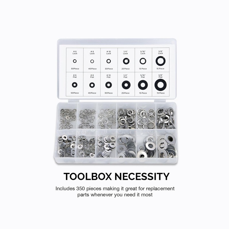 NEIKO 50400A Stainless Steel Lock and Flat Washer Assortment |