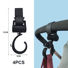 Pack of 4 Swivel Hooks, Child Shopping Cart Accessories, Multifunctional Hooks, Non-Slip Double Hooks, for Hanging Handbags, Shopping Bags