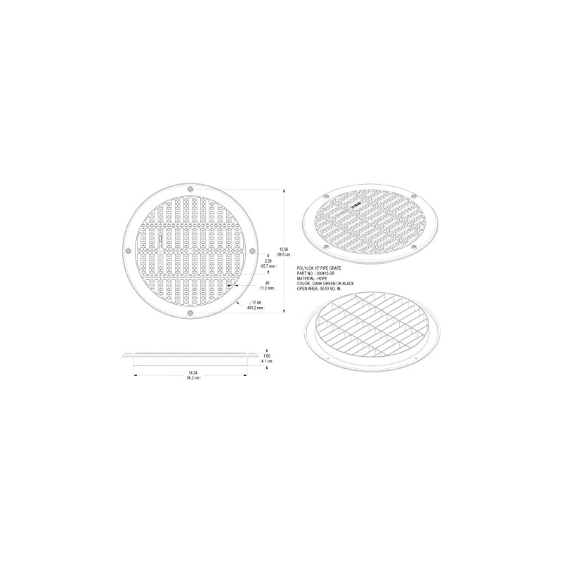 Polylok 15" Heavy Duty Grate for Corrugated Pipe (300415-GR)
