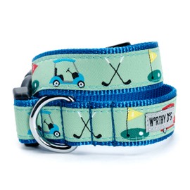 THE WORTHY DOG Adjustable Dog Collar for Large Dogs, Durable Nylon Webbing, Quick Release Buckle, Golf Pattern, Green, X-Large