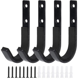 EVCUHASL Gun Rack Wall Mount, Horizontal Metal Rifles Shotgun Hooks for Hanging & Storing, Heavy Duty Steel Gun Holder with Soft Padding, Securely Store Firearms, Archery, Bow, Sword, Black, 2 Pair