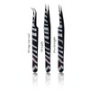 Alluring Zebra Color Tweezers for Eyelash Extension (Strong Curved)