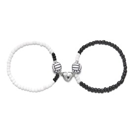 MMIUAEG 2pcs Basketball Volleyball Tennis Soccer Bracelets Beaded Sport Ball Charms Bracelets for Couples Friends Women Men Elastic Sport Lovers Jewelry-Volleyball