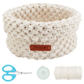 FREEBLOSS Macrame Basket Kit DIY Macrame Kit with Video Tutorial 100m Cotton Cord Basket Weaving Craft Macrame Basket for Storage Adults Macrame Craft Kit for Gift