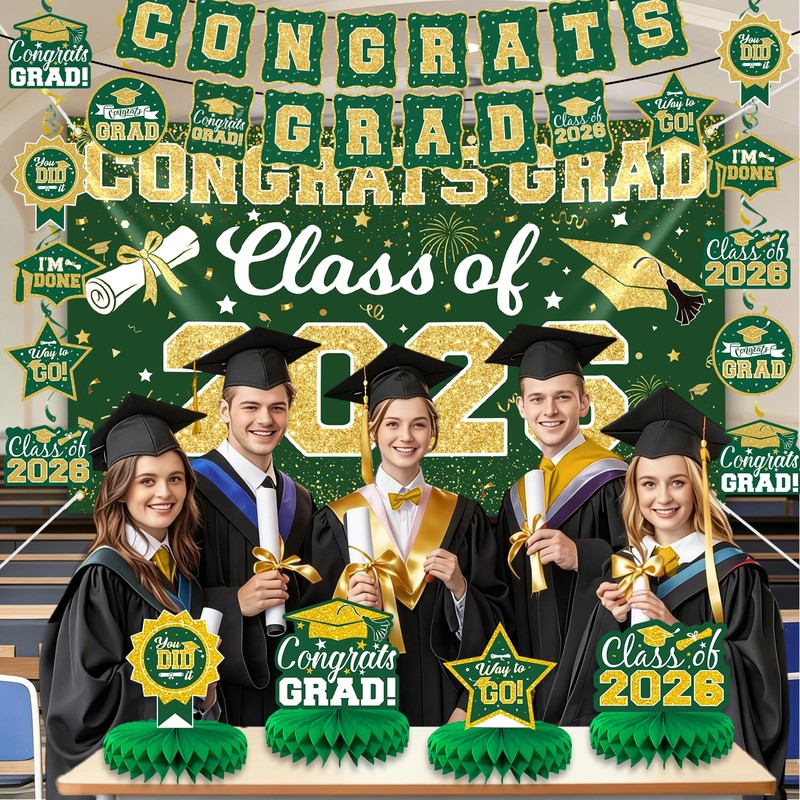 2026 Graduation Decorations Set - Class of 2026 Congrats Grad