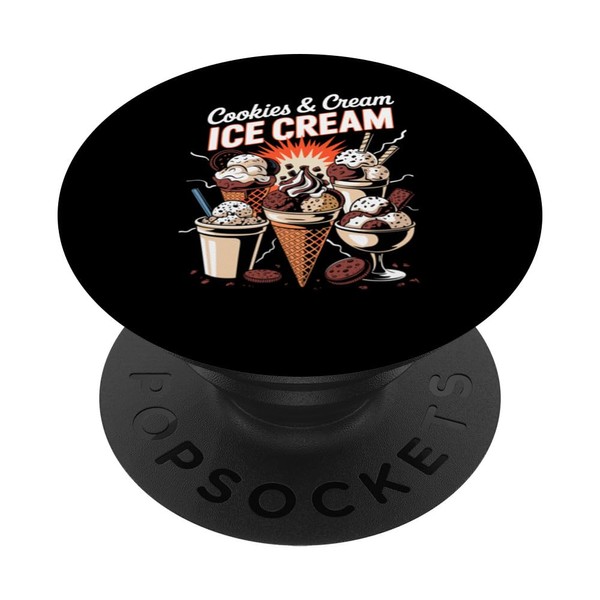 90s Vintage Cookies And Cream Ice Cream Dessert PopSockets Adhesive
