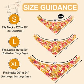 THLOH Fall Dog Bandanas with Snap Button, 2 Pack Pumpkin & Leaf Pet Scarf for Boy & Girl, Premium Durable Fabric, Adjustable Fit, Autumn Thanksgiving Bandana for Medium and Large Dogs (Large)