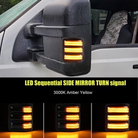 KIYDAOT Sequential Side Mirror Marker Turn Signal Light Running Lamp DRL Replacement for For’d F250 F350 F450 F550 Super Duty Dual-Function Dynamic Turn Signals & Running Lamp