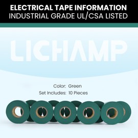 Lichamp 10-Pack Green Electrical Tape Waterproof, 3/4 in x 66ft, Industrial Grade UL/CSA Listed High Temp Electrical Tape Green Electric Super Vinyl