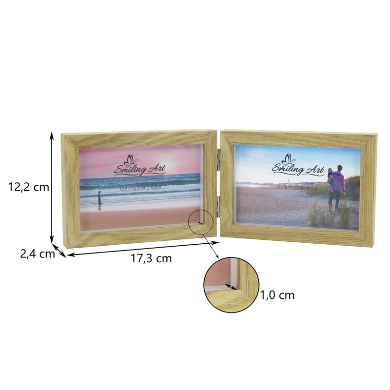 Smiling Art Wooden Double Picture Frame for 2 x 10