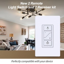 New Wireless Dimmer Switch, 2 Remote Light Switch and 2 Receiver kit, Compatible with Alexa Voice Control, Single Pole Smart Wall Switch Lighting Fixture for Ceiling Lights Lamps, Support 2.4G&5G
