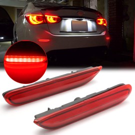 Xotic Tech 2pcs Rear Bumper Reflector Brake Light, Sequential Flowing Turn Signal LED Lamps,Compatible with Infiniti Q50 QX56 QX60 or Nissan Altima Pathfinder Rogue(Red Lens)