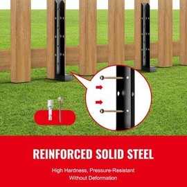 Happybuy 2-Pack Fence Post Anchor Kit, 2 x 2 Inches Heavy Duty Steel Ground Spike, Post Support Stakes for Repairing Tilted & Broken Wooden Fence, Durable, Corrosion-Resistant, Black