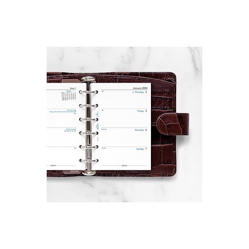 Filofax Pocket Week on two pages English 2024 diary, White