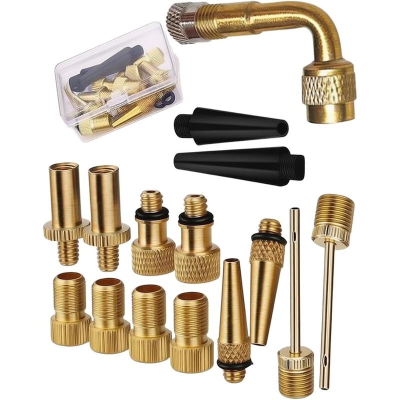 FABULETTA Kit 15 Adaptadores Válvula Bicicleta, Cobre SV DV AV