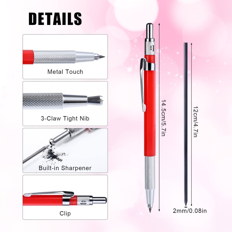 Mechanical Carpenter Pencil Set, 1pc Pencil and 12pcs 2B Pencils