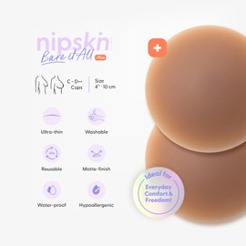 NIPSKIN - Cubre Pezones Bare It All Nipple Covers de Silicona Grado Médico - Adhesivos, Invisibles y Reutilizables - Pezoneras Redondas en Distintos Tonos de Piel