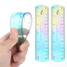 Mabor 2 Pieces Flexible Ruler, Color Plastic Ruler Shatterproof Straight Edge Plastic Ruler Soft Bendable Ruler for School Classroom Office Kids & Adults (6inch)