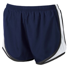 Ladies Moisture-Wicking Track & Field Running Shorts. True Navy/ White/ Black,Medium