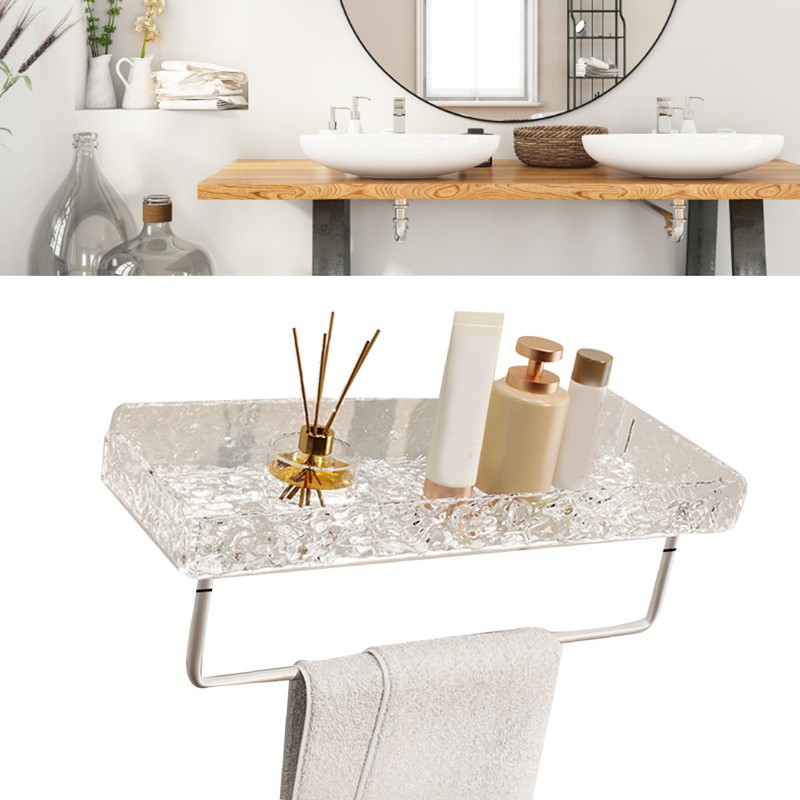 Bathroom Shelves Acrylic Space Saving Hole Free Floating Wall Mounted