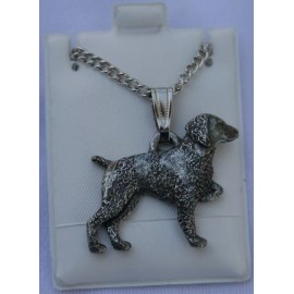 Brittany Spaniel Dog Harris Fine Pewter Pendant w Chain Necklace USA Made