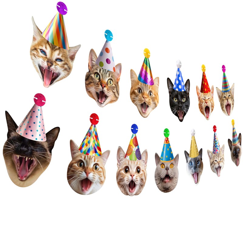 Cat Party Garland Cat Faces Birthday Garland Kitties Birthday Party