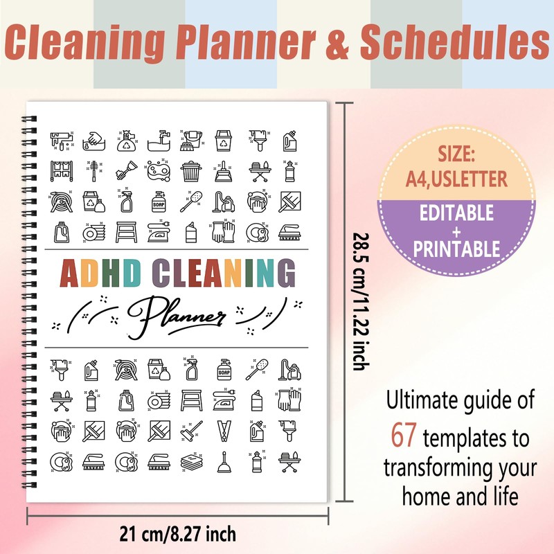 RZCOMP ADHD Cleaning Planner ADHD Daily Organizing Planner,Cleaning Schedule and