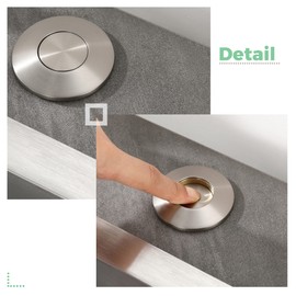 KANARY All Brass Air Switch Button for Sink Top Counter Top Garbage Disposal Part (Round, Brushed Nickel)