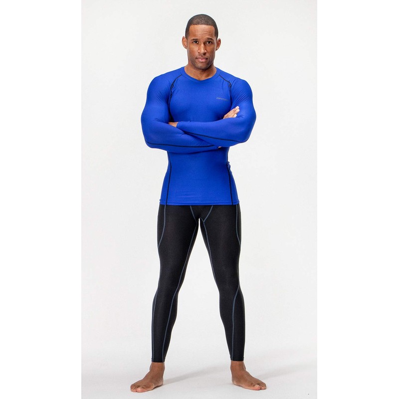 DEVOPS 3 Pack Men's Athletic Long Sleeve Compression Shirts (Large,