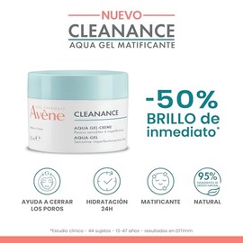 AVENE, Cleanance Aqua-Gel Matificante, Gel-Crema Facial para Piel Mixta a Grasa, Cierra Poros y Controla Brillo, 50 ml