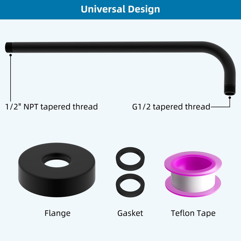 Hibbent 16 Inch All Metal Shower Extension Arm, Extra Long