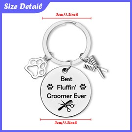 Dog Groomer Appreciation Keychain Pet Groomer Gift Pet Beautician Appreciation Keyring Dogs Owner Gift for Friends Colleague Coworker Thank You Gifts for Dog Hairdresser Puppy Mum Dad Gifts