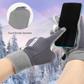 Winter Gloves Men, Waterproof Windproof Winter Gloves for Women, Non-Slip Winter Work Gloves, Winter Warm Touch Screen Gloves for Cycling, Running, Hiking, Outdoor Work (Men's Grey)