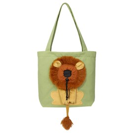 apott Dog Tote Bag with Zipper Cat Shoulder Carrier Lion-Shaped Pet Canvas Bag for Daily Use Walking Travel (S, Light Green)