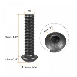 TA-VIGOR 10Pcs M8 x 35mm Alloy Steel Button Head Hex Socket Cap Screws, Flanged Button Bolts Nuts Hex Drive Fastener for Machine