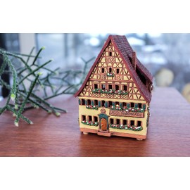 Midene Keramik Aroma Lichthaus, Handarbeit, Künstlerisches Miniatur, Haus Goldene Rose in Dinkelsbühl, Deutschland, A270AR