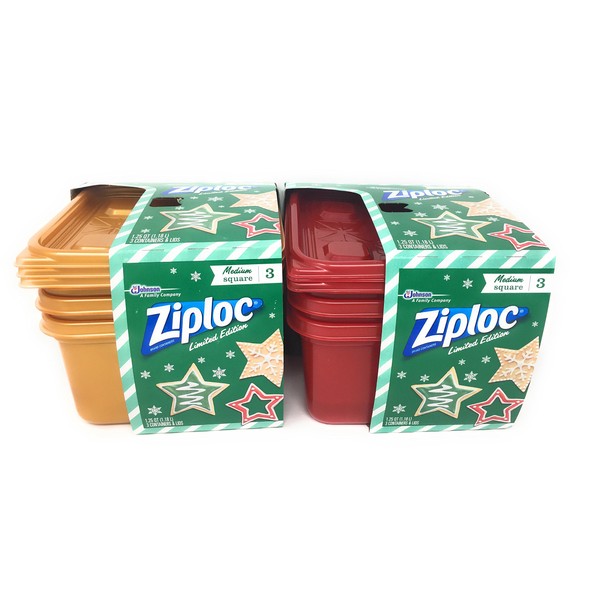 Ziploc Limited Edition Christmas Containers (Red/Gold)