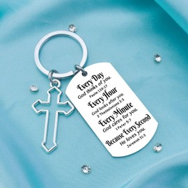 Aisity Christian Gifts for Women Men Cross Christian Keychain for Teen Boys Girls Faith Religious Baptism Gifts for Women Men Catholic Bible Verse Keychain for Birthday Chirstmas Stocking Stuffers
