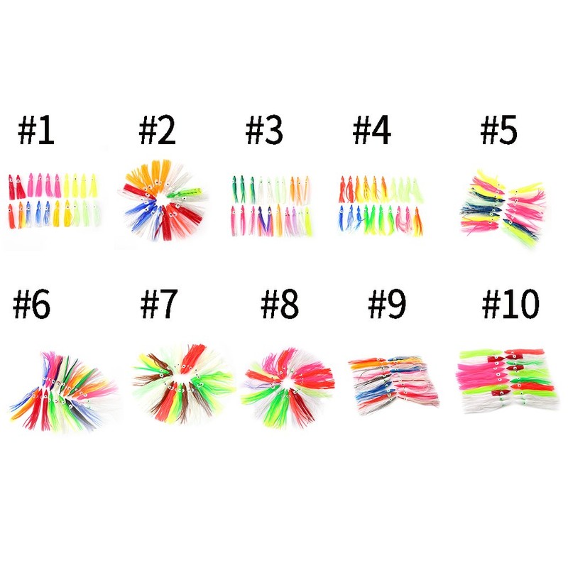 20Pcs Squid Fishing Lures, Artificial Soft Octopus Skirts Trolling Saltwater