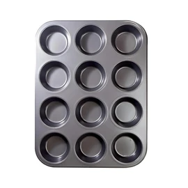AIBULO 12 Cup Muffin Tray Nonstick, Durable Carbon Steel Baking Tray for Muffins, Cupcakes, Yorkshire Pudding & More