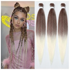 Easy Braid Pre-Stretched s Braiding Hair 32 Inches 3 Packs Hair for Braiding Kanekalon Braiding Hair Synthetic Hair for Braiding Braids Extensions Hair Extensions (32 Inches, 30-613#)